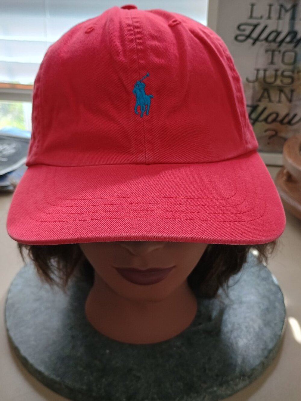 Polo by Ralph Lauren Red Baseball Cap with Leather adjustable strap